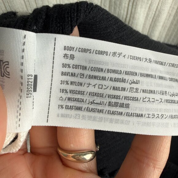 Abercrombie & Fitch High Neck Midi Knit Dress Black White Stripes Large - Picture 8 of 11